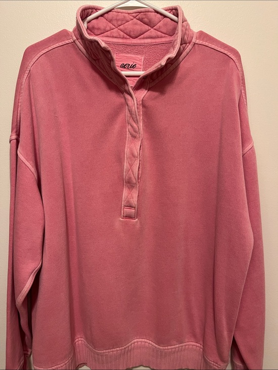 aerie Tops - aerie Women’s  Rose Pink Snap-Front Quilted Collar Sweatshirt